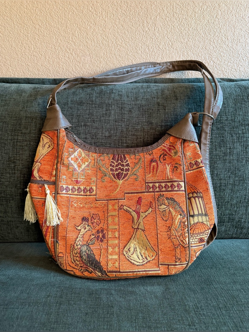 Vintage Turkish Tapestry Boho Shoulder Bag